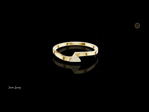 0.018 TCW Minimalist Triangle Pave Moissanite Round Cut Diamond Geometric Stacking Ring