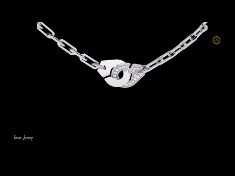 0.18 TCW Interlock Round Cut Moissanite Diamond Necklace Modern Geometric Chain with Pave Detailing