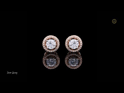 1.50 TCW Luxury Double Halo Rose Gold Moissanite Stud Earrings with Round Brilliant Cut Center Stones