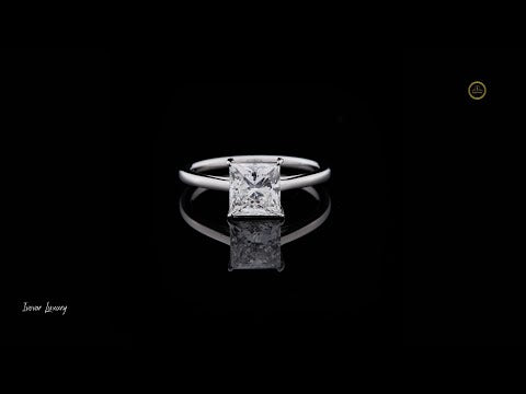 1.5 TCW Refined Princess Cut Moissanite Diamond Solitaire Ring Set in a Sleek Band