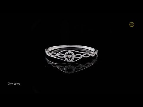 1.10 TCW Luxury Twisted Design Lab Grown Bracelet Featuring a Central Radiant Flower and Pave Detailing