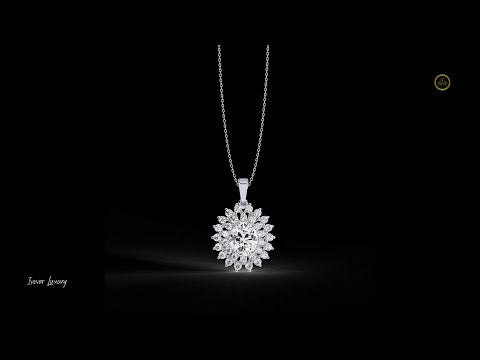2.42 CT Sunburst Oval Cut Lab Grown Diamond Necklace Sparkling Halo Design for Quiet Days