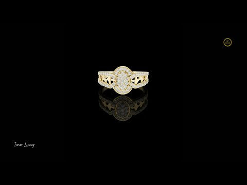 0.69 TCW Elegant Round Cut Moissanite Diamond with Pave Split shank Cluster Statement Bridal Ring Luxury Jewelry