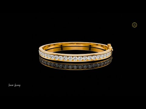 3.47 TCW Modern Gold Moissanite Bangle Bracelet Featuring Channel Set Round Brilliant Diamonds