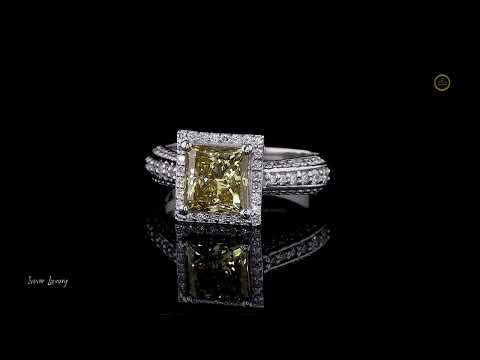 3.00 CT Elegant Solid Gold Moissanite Diamond Halo Wedding Ring With Pave Band For Her