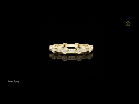 0.37 TCW Modern Stacking Bezel Set Lab Diamond Eternity Band with Pave Detailing