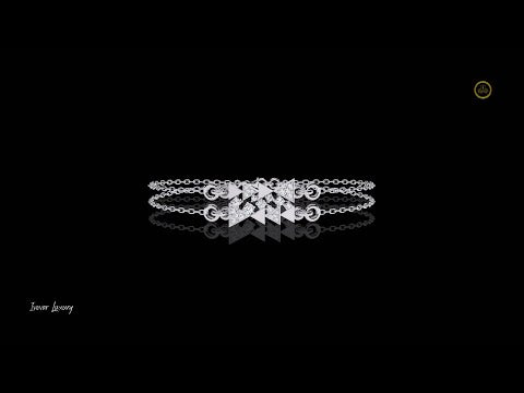 0.29 TCW Elegant Dual Layer Moissanite Bracelet with Diamond Studded Geometric Triangle Design