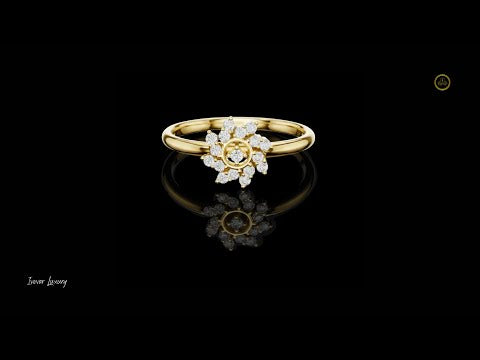 0.008 CT Floral Ring Featuring a Brilliant Lab Grown Diamond Bloom with Sparkling Petal Accents