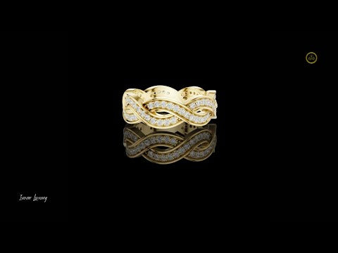 0.84 TCW Eternal Braided Infinity Pave Moissanite Round Diamond Band in Luxurious Gold