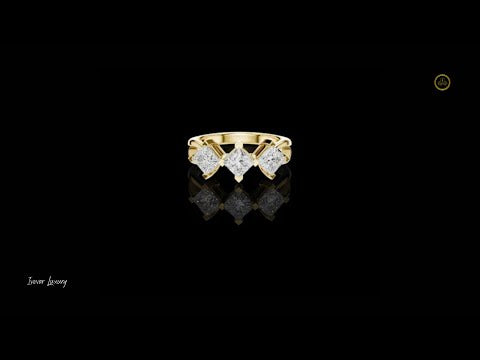 1.31 TCW Elegant Three Stone Ring with Brilliant Princess Moissanite Diamonds in a Sleek Prong Setting