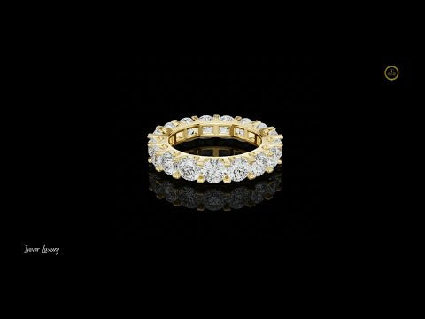 5.26 TCW Crystal Clear Full Round Cut Lab Grown Diamond Eternity Band in Gold For Party Wear