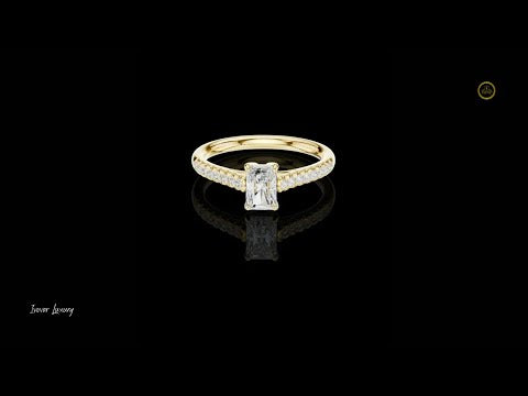 0.66 CT Dazzling Radiant Cut Lab Grown Diamond Pave Shank Engagement Ring For Her