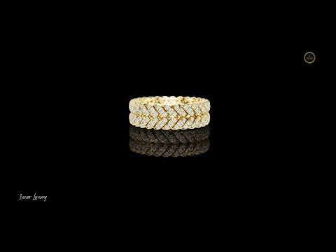 1.01 CT Graceful Wide Eternity Band with Triple Row Round Moissanite Diamonds in Interwoven Prong Setting