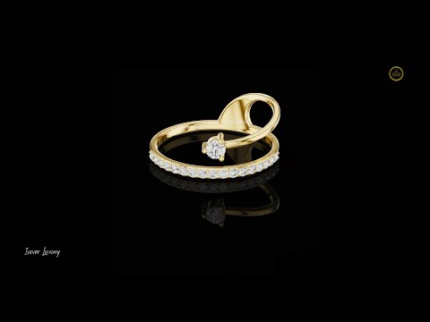 0.04 CT Radiant Loop Crest Gold Ring Featuring a Sparkling and Pave Moissanite Diamond Band Fine Jewelry
