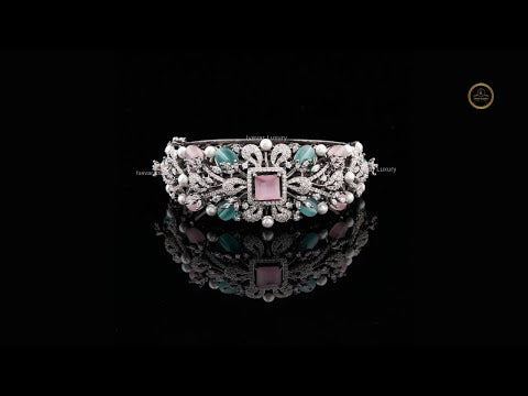 Custom Lab Diamond Bangle Flower VVS Bridal Gift Bracelet