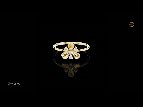 0.025 CT Elegant Gold Flower Ring with Sparkling Lab Grown Diamonds Dazzling Jewelry For Her
