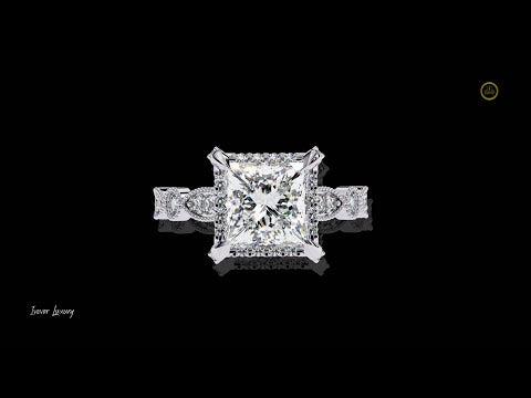 3.00 CT Classic Princess Cut Moissanite Diamond Engagement Ring with Vintage Milgrain Band Ivevar Luxury