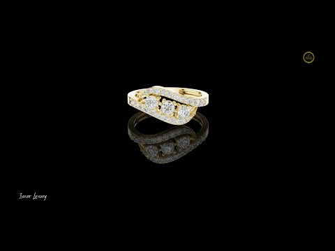 0.53 TCW Interwoven Moissanite Ring with Three Round Brilliant Diamonds and Pave Diamond Accents