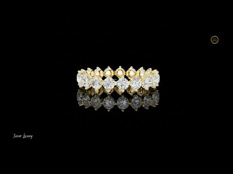 2.09 TCW Sparkling Radiant Round Cut Moissanite Diamond Eternity Band in Gold For Loved