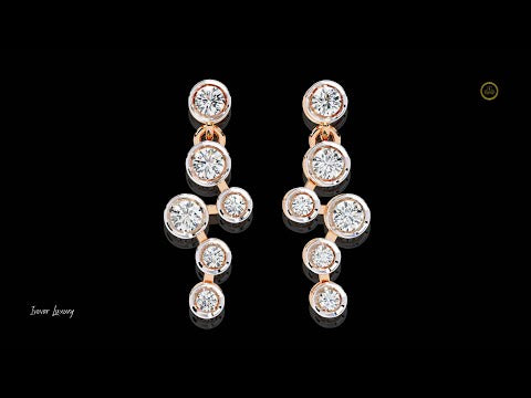 0.39 TCW Sophisticated Multi-Round Bezel Moissanite Diamond Drop Earrings in Gleaming Gold Finish