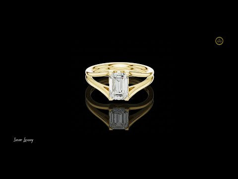 1.01 TCW Majestic Split Shank Emerald Cut Moissanite Diamond Ring with Modern Minimalist Design