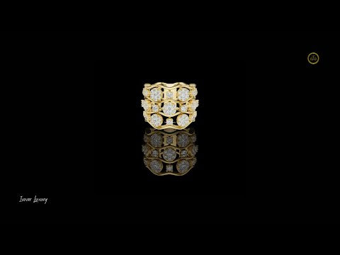 1.70 TCW Floral Symphony Wide Band Ring with Brilliant Round Cut Lab Grown Diamond