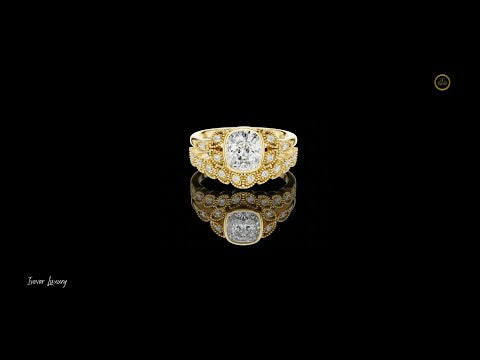 1.5 CT Vintage Inspired Halo Cushion Cut Ring with Intricate Moissanite Diamonds For Special One