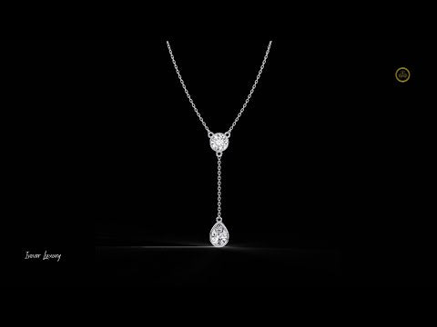 0.65 CT The Eternal Bezel Glow Pear & Round Cut Lab Grown Diamond Drop Necklace For Loved One