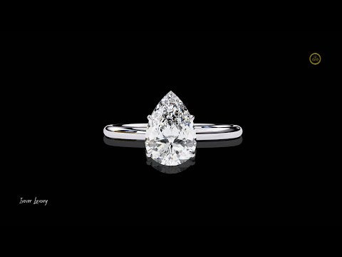 1.40 CT Pear Shaped Moissanite Diamond Solitaire Ring Elegant Tear Drop Engagement Ring by Ivevar Luxury