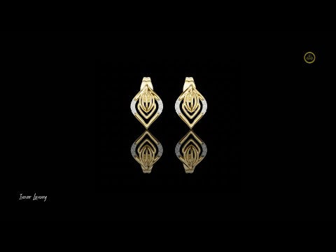 0.06 TCW Royalmark Apex Lab Diamond Accent Open Frame Gold Stud Earrings with Sculpted Inner Motif