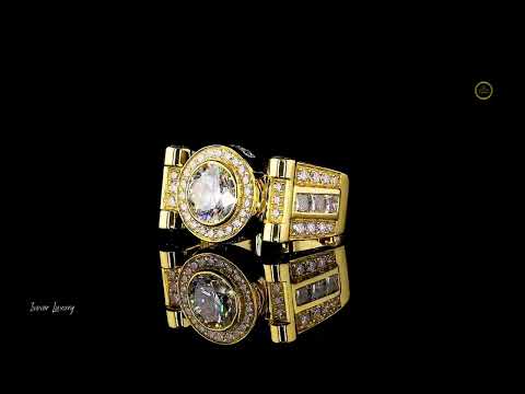 Yellow Gold Round White Lab Grown Diamond Ring By Ivevar Luxury