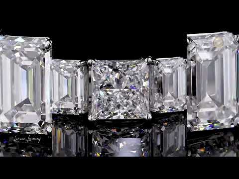 2.00 CT Luxury Moissanite Diamond Princess Cut Three Stone Ring By Ivevar