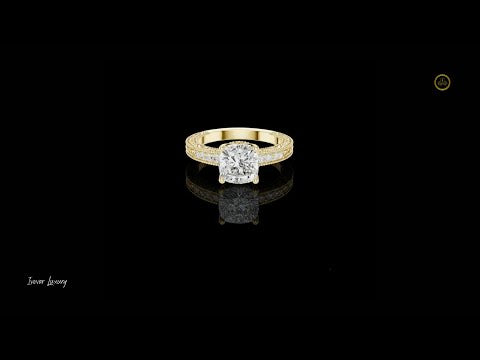 1.78 CT Vintage Inspired Cushion Cut Lab Grown Diamond Ring with Detailed Filigree and Pave Band