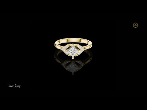 0.38 CT Elegant Princess Lab Grown Diamond Ring with Intricate Openwork Setting and Pave Accent Stones