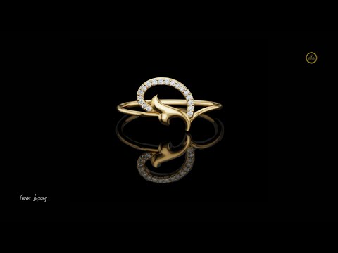 0.054 TCW Crescent Lab Grown Diamond Ring with Elegant Curved Leaf-Inspired Design