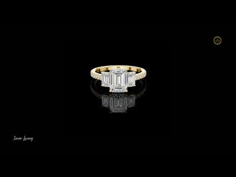 1.75 CT Luxurious Emerald Cut Three Stone With Side Round Lab Grown Diamond Engagement Ring