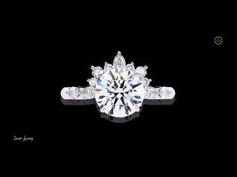 3.47 CT Sparkling Round Cut Halo Ring Moissanite Diamond Bridal Jewelry Gift Design