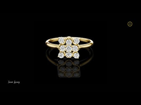 0.035 CT Featuring a Sparkling Floral Round Cut Lab Grown Diamond Cluster Design Ring