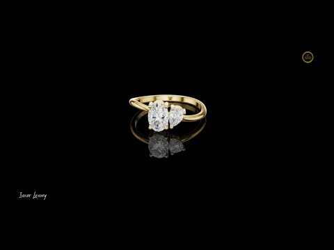 0.65 TCW Premium Toi et Moi Moissanite Diamond Ring with Oval and Pear Cut in Polished Gold