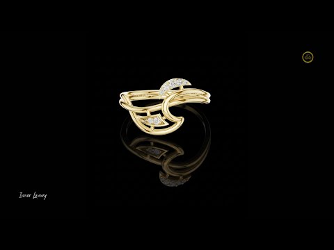 0.05 TCW Abstract Wave Gold Ring with Moissanite Diamond Accents Artistic Modern Fine Jewelry