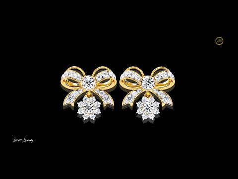 2.21 TCW Unique Moissanite Round Diamond Bow Drop Earrings with Dazzling Pave Detailing and Sparkling Floral Charm