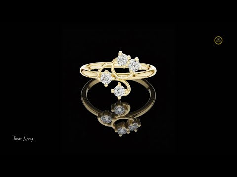 0.14 TCW Elegantly Curved Lab Grown Diamond Vine Ring Floral Curve Design with Brilliant Round Stones