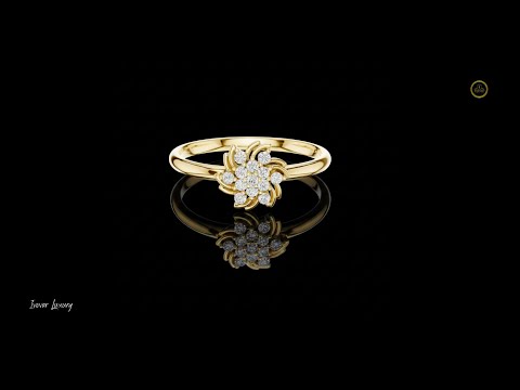 0.078 TCW Swirling Floral Cluster Lab Diamond in Round Cut Sparkling Everyday Fine Ring