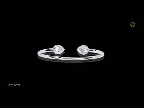 0.72 CT Minimalist Stunning Open Twin Pear Lab Grown Diamond Open Bracelet For Love