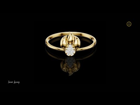 0.01 CT Flame Inspired Ring with Teardrop Shape Lab Grown Diamond Cluster Accent