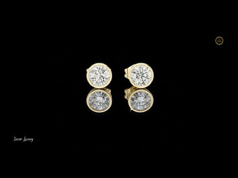 1.00 TCW Timeless Bezel Set Round Brilliant Lab Grown Diamond Stud Earrings