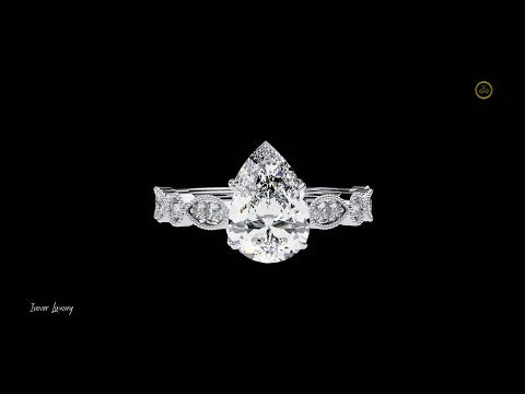 0.89 CT Blooming Pear Cut Moissanite Diamond Elegant Vintage Teardrop Ring