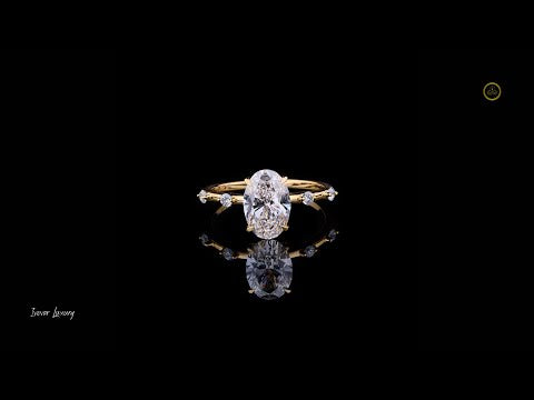 2.00 CT Brilliance Golden Oval Cut Sparkle Lab Grown Diamond Ring with Side Accents
