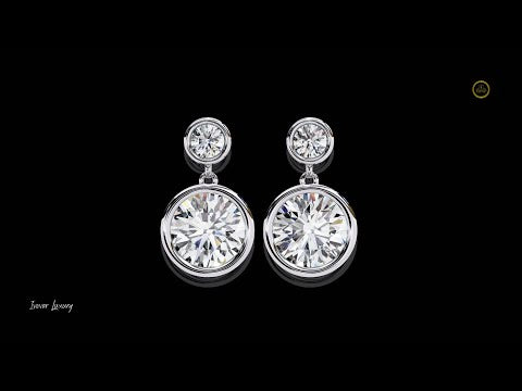 1.83 TCW Sophisticated Moissanite Bezel Set Radiant Round Cut Diamond Earring for the Discerning