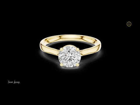 1.17 CT Crown-Set Round Cut Lab Diamond Solitaire Ring with Petite Pave Halo Underscoring